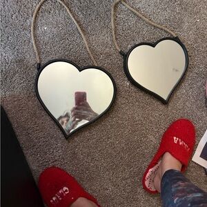 Heart-Shaped Wall Mirrors with Black Trim